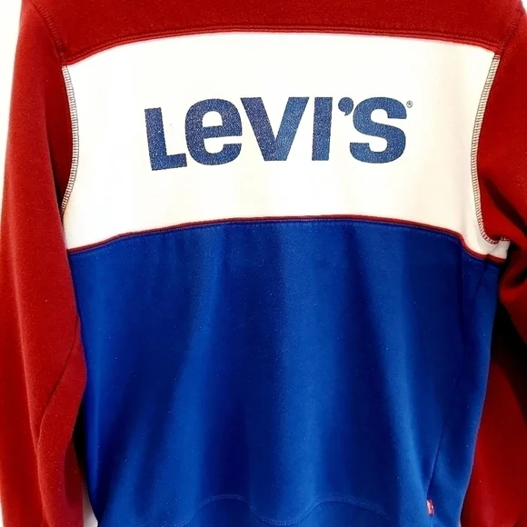 Levi’s Colorblock Sweatshirt Retro Red/Navy Medium - Picture 10 of 10